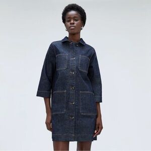 Everlane Blue The Denim Chore Dress in Dark Indigo Shirt Dress Farmcore Size XS